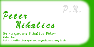 peter mihalics business card