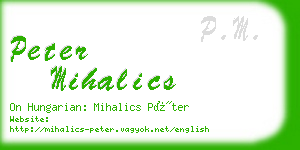 peter mihalics business card
